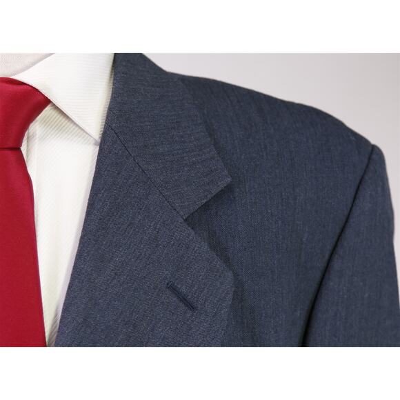 Gianni Versace Vintage 90s Denim Blue Double Breasted Wool Suit 42R - Picture 4 of 11